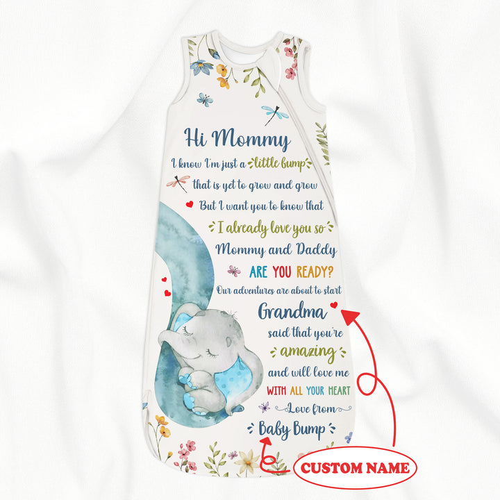 Custom Elephant Sleep Bag 1.0 TOG - Baby Shower Gift