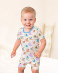 Meow Sunbathing Mommy & Me Matching Bamboo Two Piece Short Sleeve Shorts Pajama Set