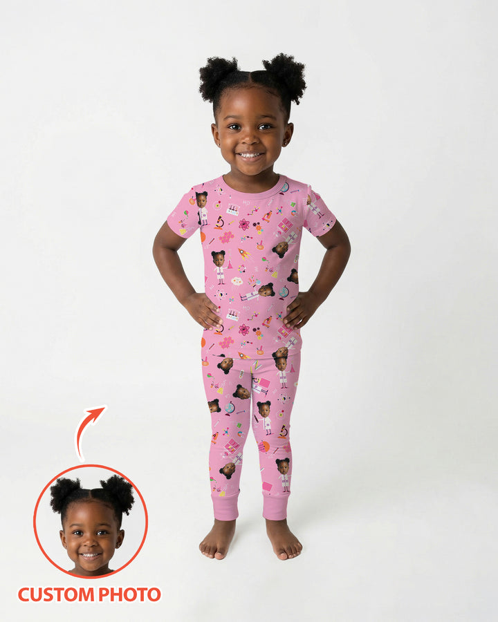 Custom Image Chemical Laboratory Bamboo Two Piece Short Sleeve Pajama Set