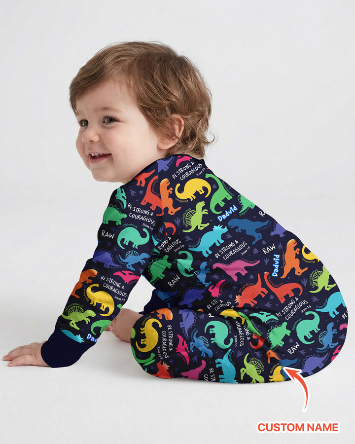 Be Strong and Courageous Dinosaur Christian Bamboo Convertible Zippy