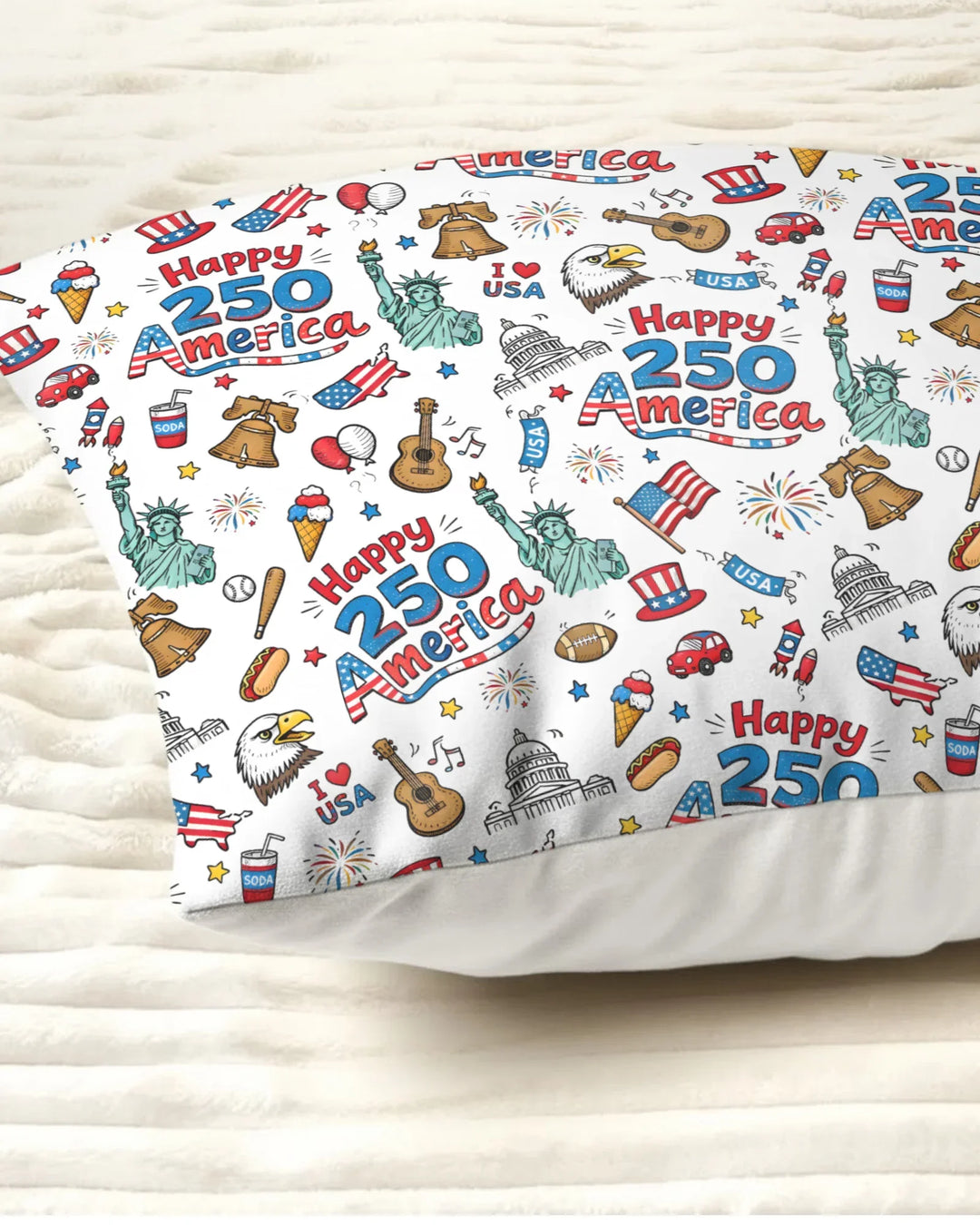 Happy 250 America I love USA Bamboo Pillow Case
