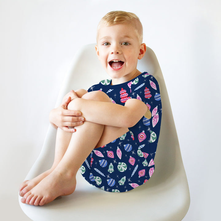 Ornaments Party Two Piece Short Sleeve Shorts Pajama Set