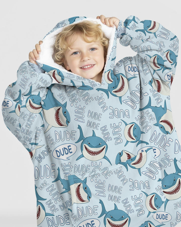 Dude Shark Bamboo Blanket Hoodie