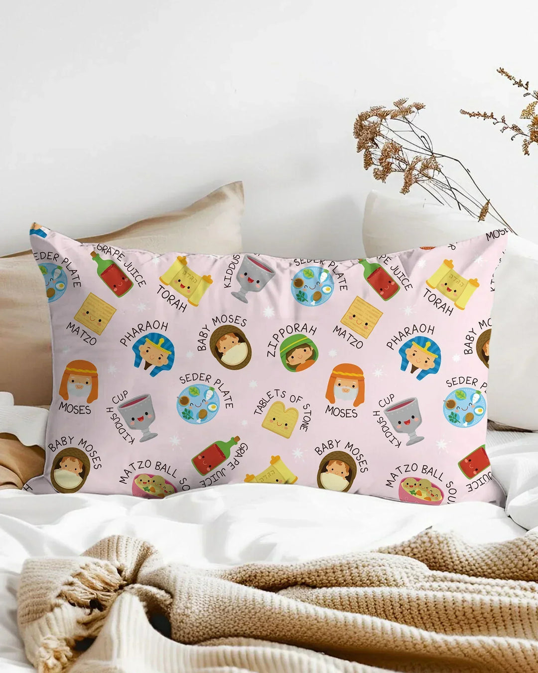 Cute Passover Characters Pillow Case