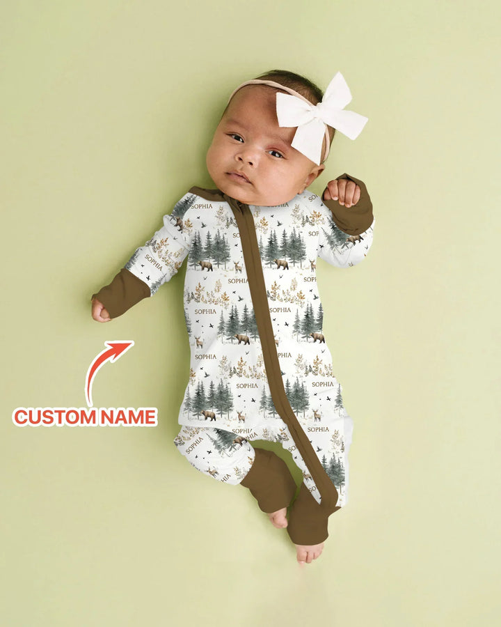 Custom Name Forest Bear Deer Bamboo Convertible Zippy