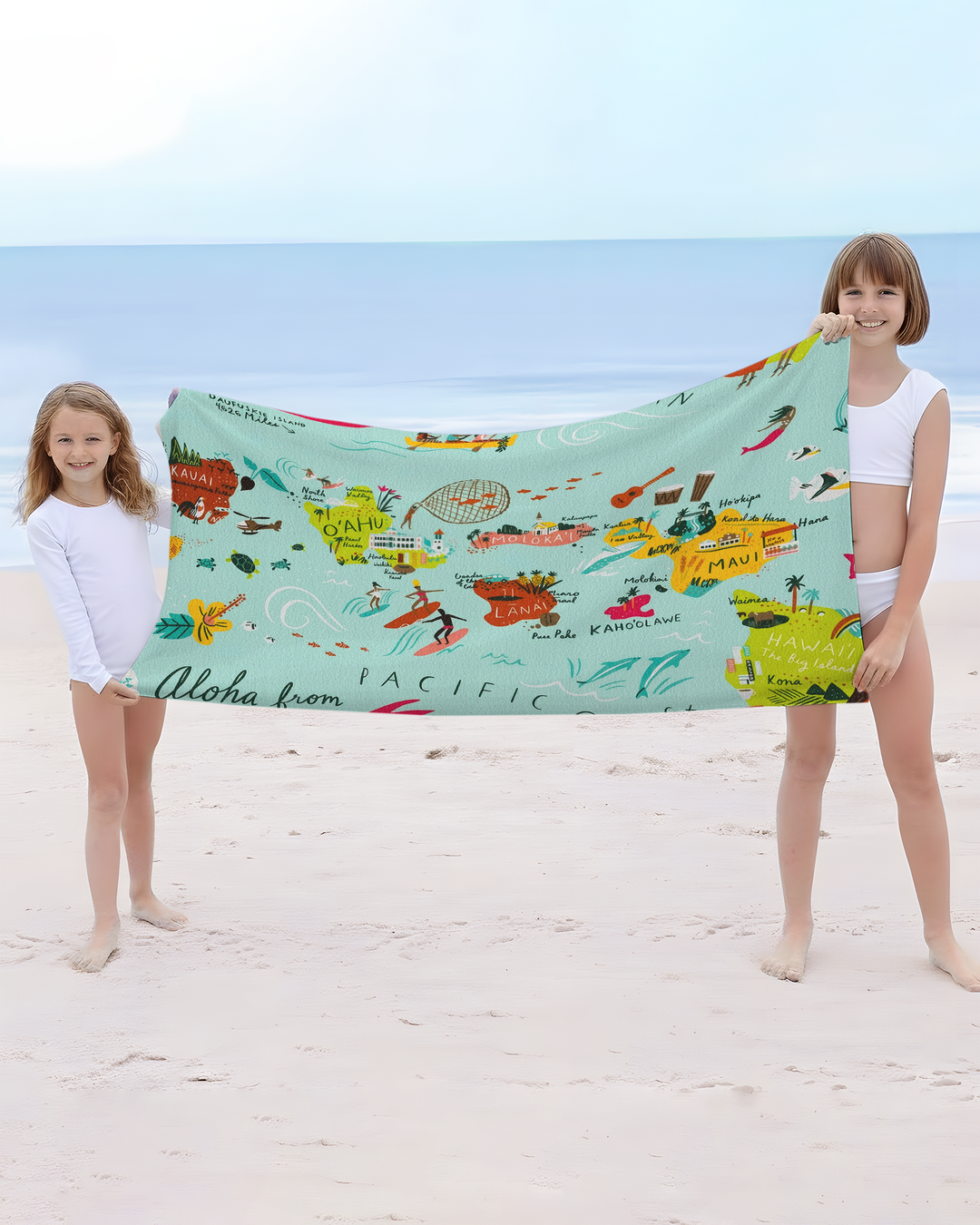 Hawaiian Islands Bamboo Beach Towel