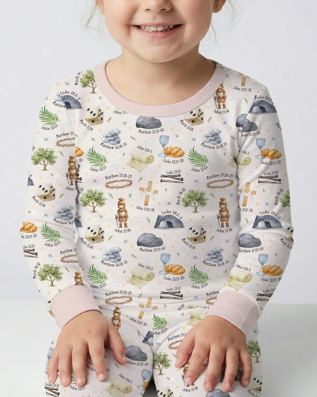 Zweiteiliges Langarm-Pyjama-Set mit Sommerfrüchten