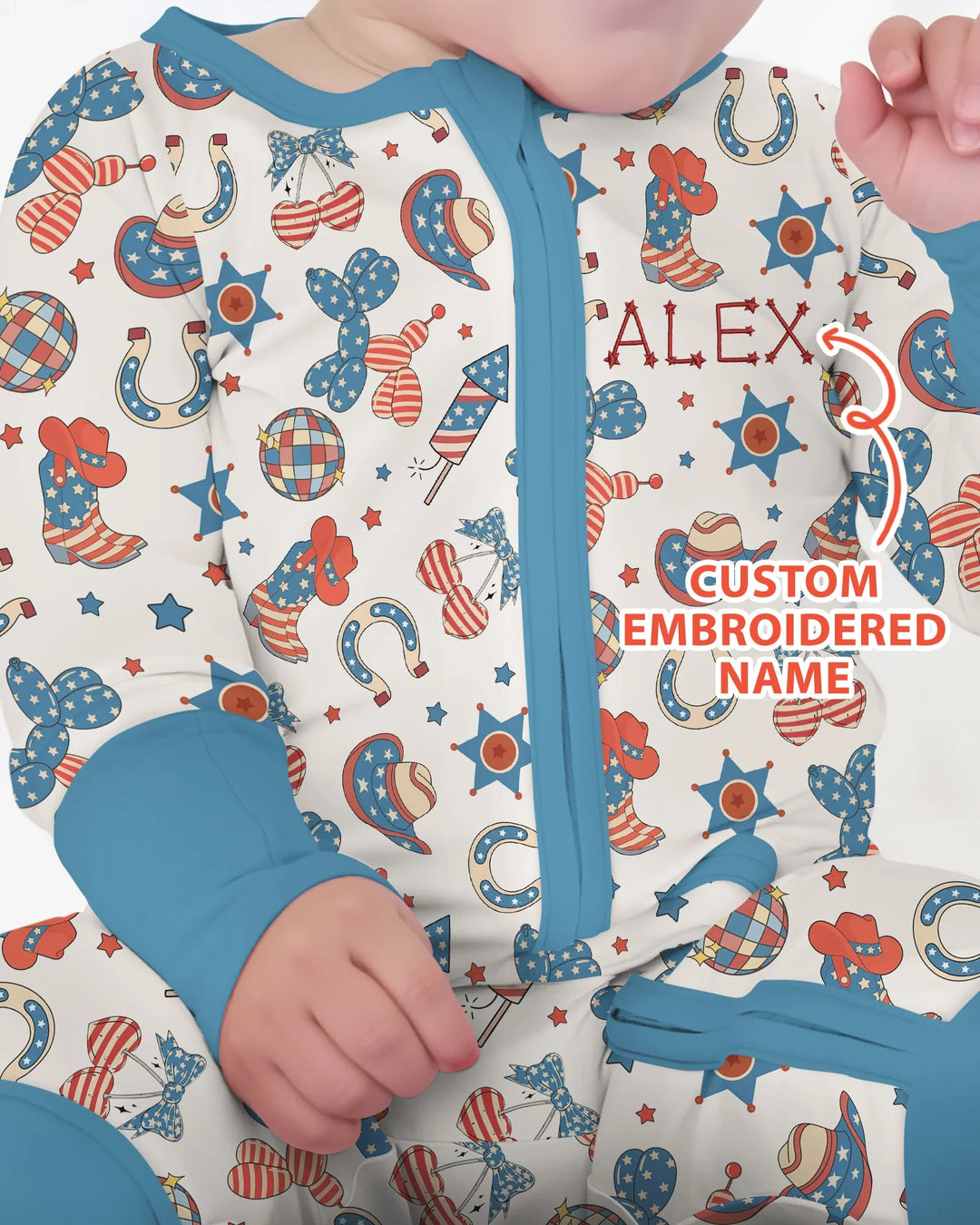 Custom Name Embroidered Howdy 4th Of July Bamboo Convertible Zippy