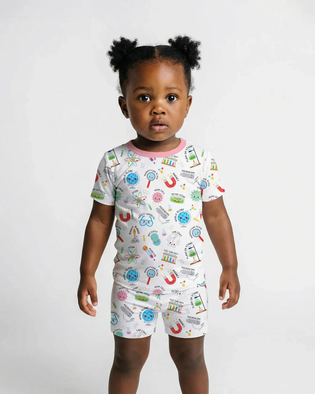 Science Fun Family Matching Bamboo Two Piece Short Sleeve Shorts Pajama Set