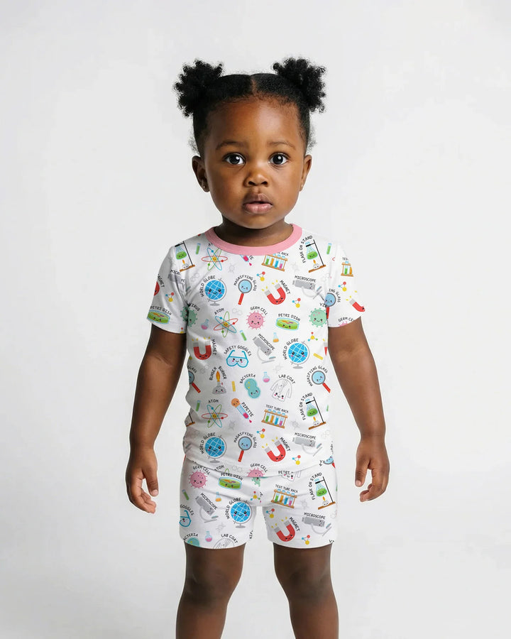 Science Fun Family Matching Bamboo Two Piece Short Sleeve Shorts Pajama Set
