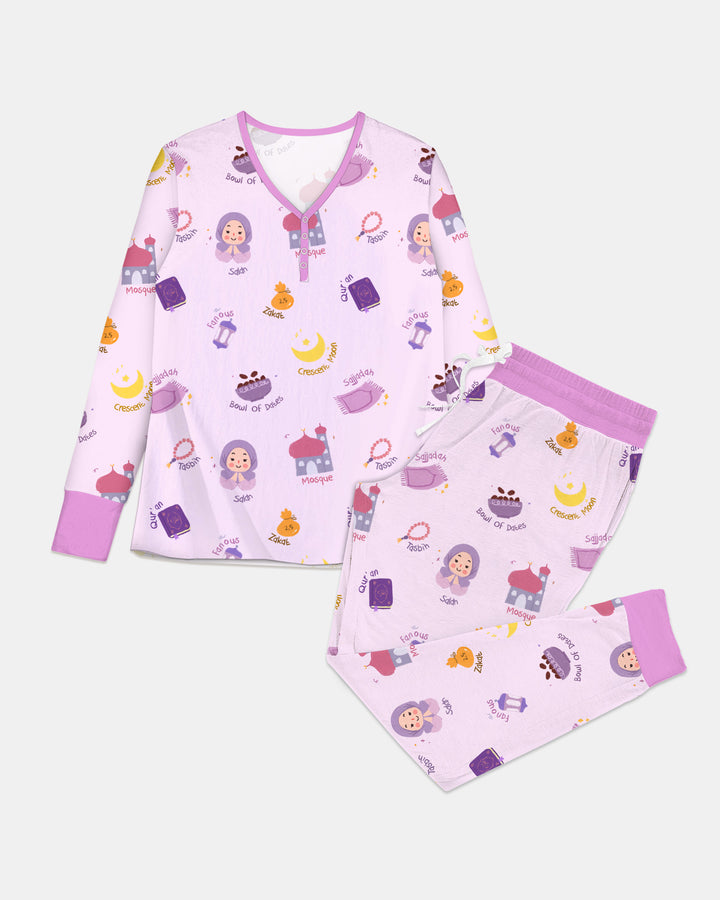 Cute Ramadhan Mubarak Women Pajama Set