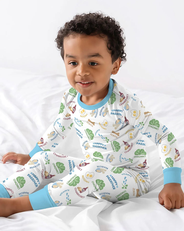 Happy Passover Matching Family Two Piece Long Sleeve Pajama Set