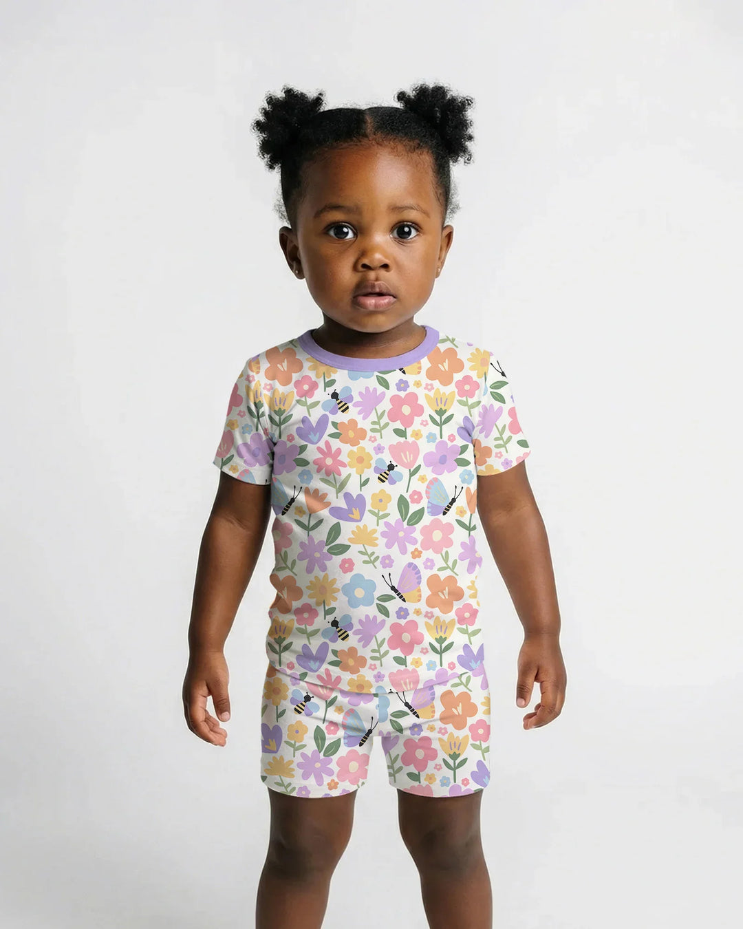 Flower Gardens Bamboo Two Piece Short Sleeve Shorts Pajama Set