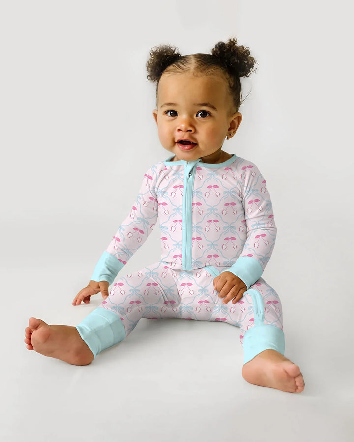 Cherry Baseball Softball Mom and Girl Matching Bamboo Convertible Zippy