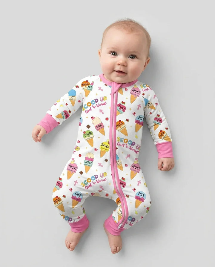 Minimístico familiar a juego Pijama convertible de bambú con cremallera