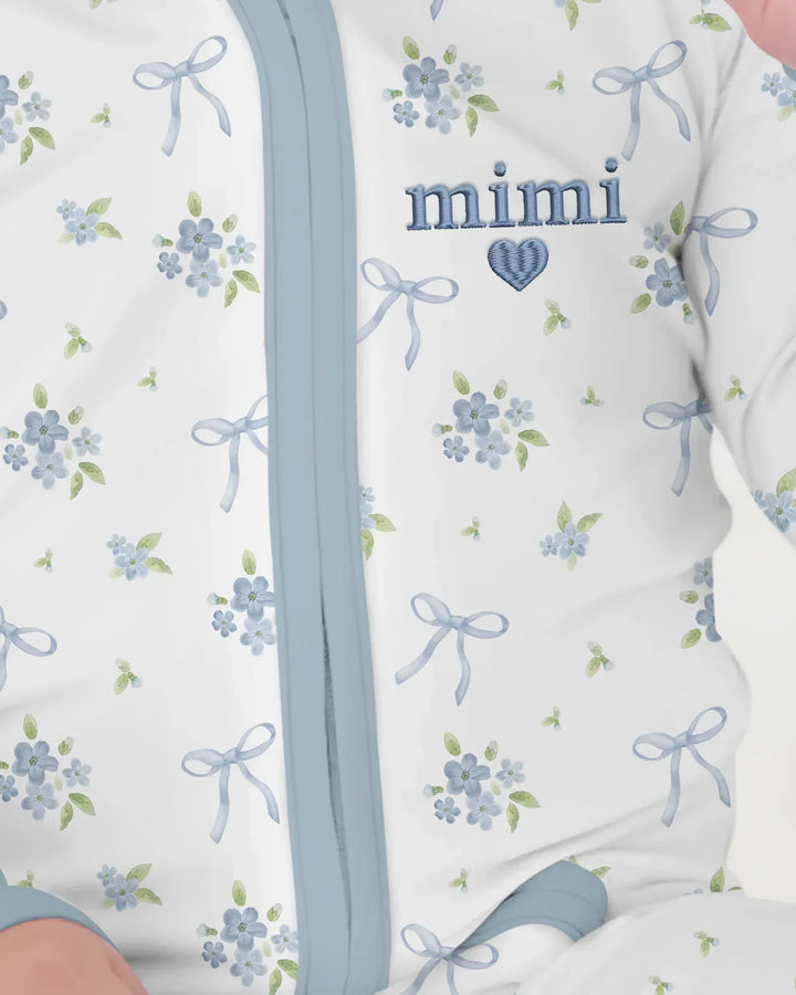 Mameluco convertible de bambú con cremallera bordado a juego para mamá y bebé