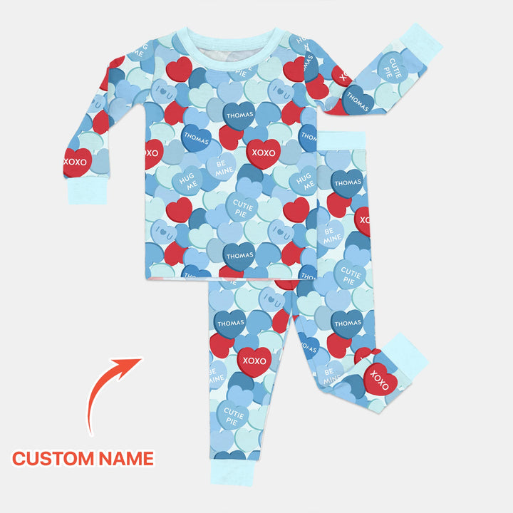 Valentine Candy Crush Family Matching Two Piece Long Sleeve Pajama Set