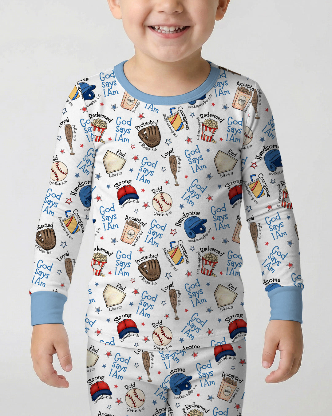 Christian Baseball Two Piece Long Sleeve Pajama Set