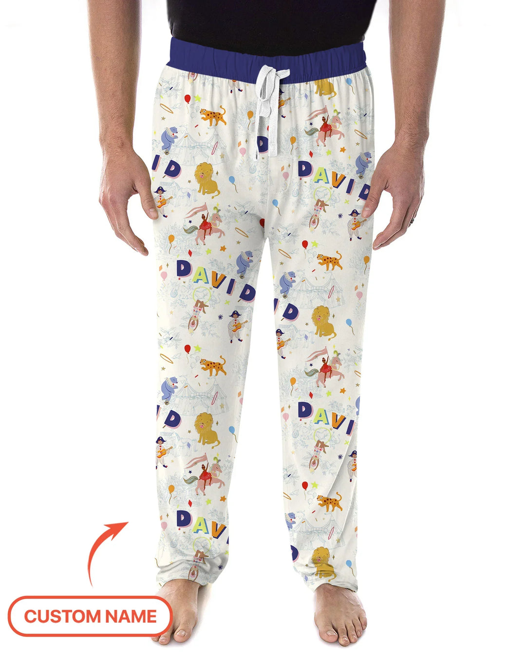 Custom Name Circus Toile Bamboo Men's Pajama Set