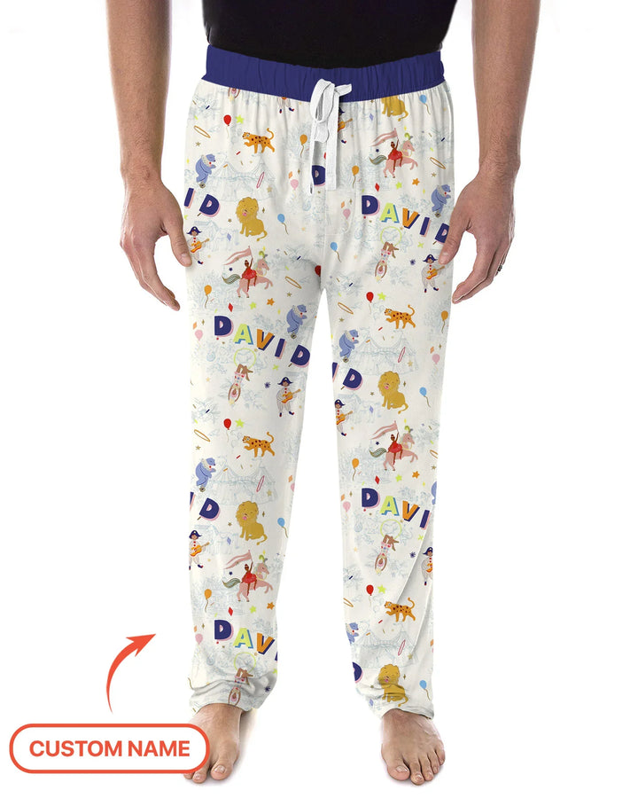 Custom Name Circus Toile Bamboo Men's Pajama Set