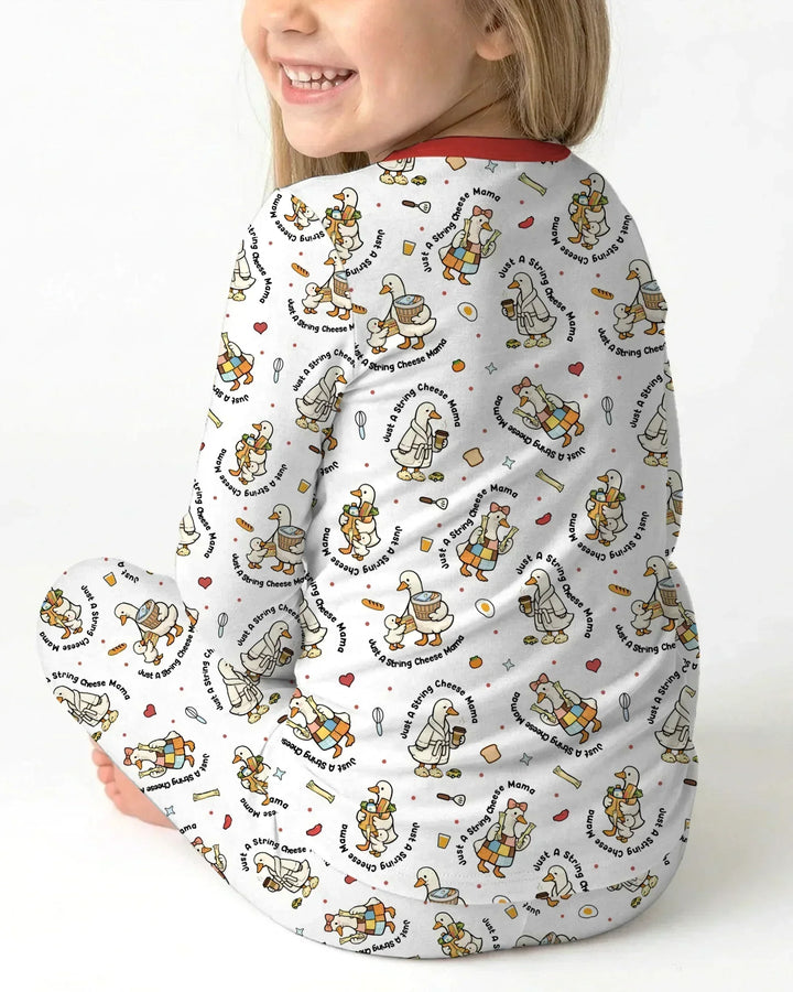 Just A String Cheese Mama Era Mommy & Me Bamboo Two Piece Long Sleeve Pajama Set