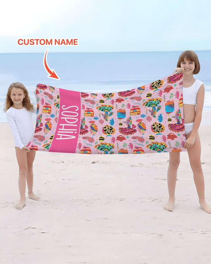 Custom Name Fish Dream Beach Towel