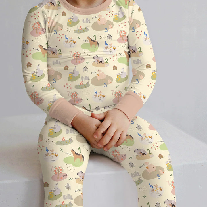 Farm Animal Counting Two Piece Long Sleeve Pajama Set