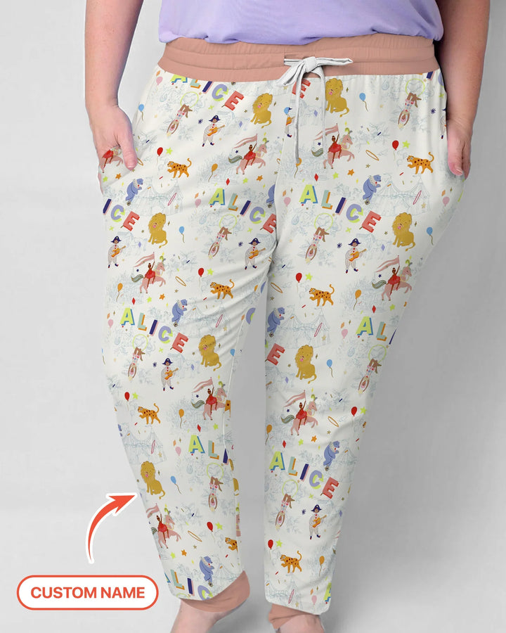 Custom Name Circus Toile Bamboo Women Pajama Set