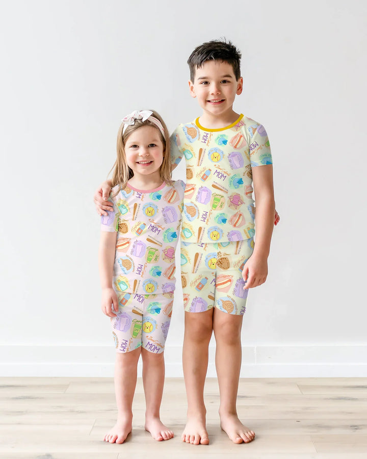 SoftBall Mom Saves The Days Two Piece Short Sleeve Shorts Pajama Set