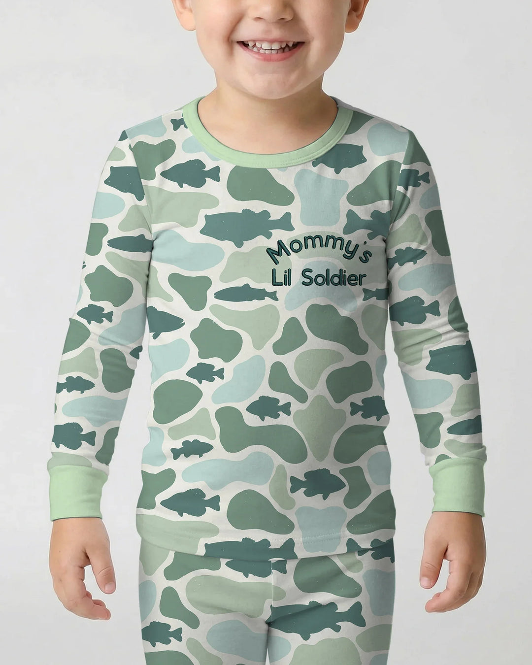 Lil Soldier Embroidered Bamboo Two Piece Long Sleeve Pajama Set