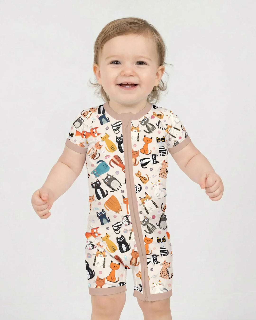 Goofy Mischief Cat Family Matching Bamboo Shorty Zippy