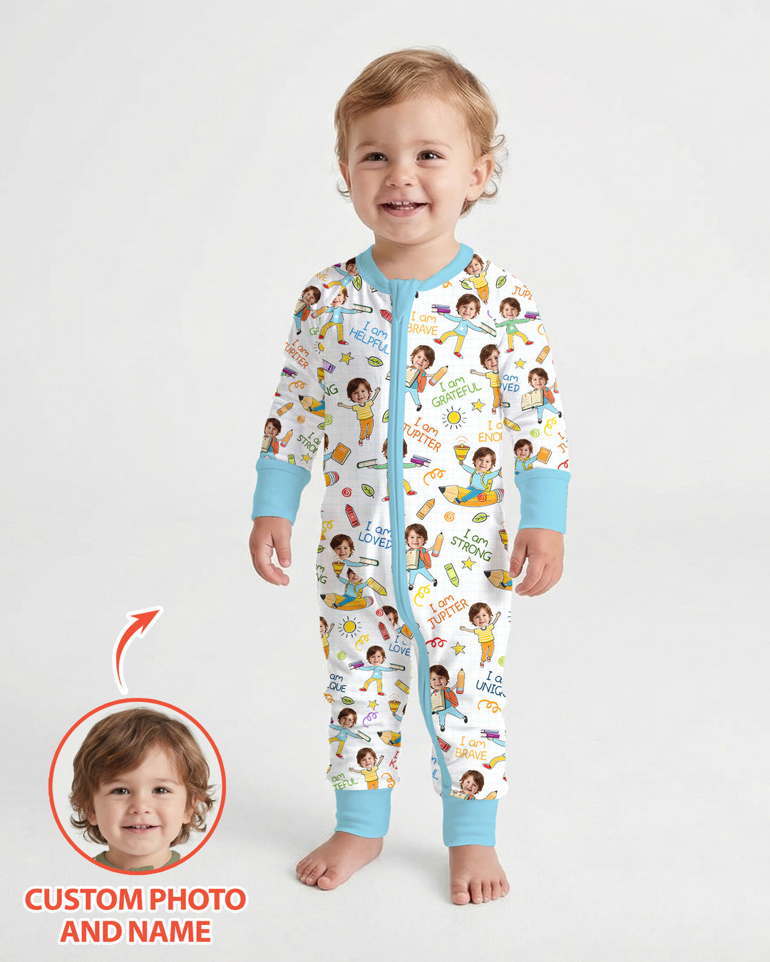 Gerippte Babykleidung mit individuellem Foto - Weich &amp; Skizzenhaft