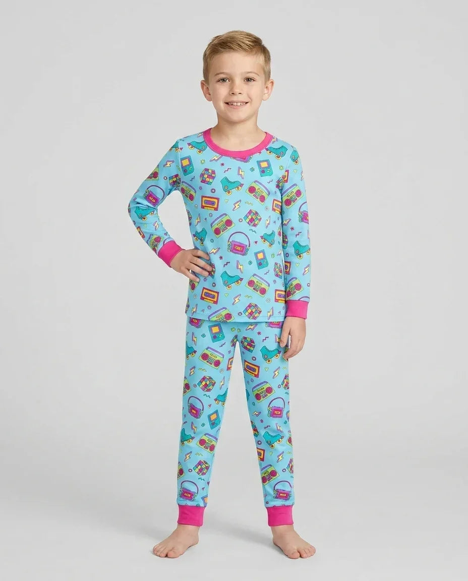 Zweiteiliges Langarm-Pyjama-Set mit Sommerfrüchten
