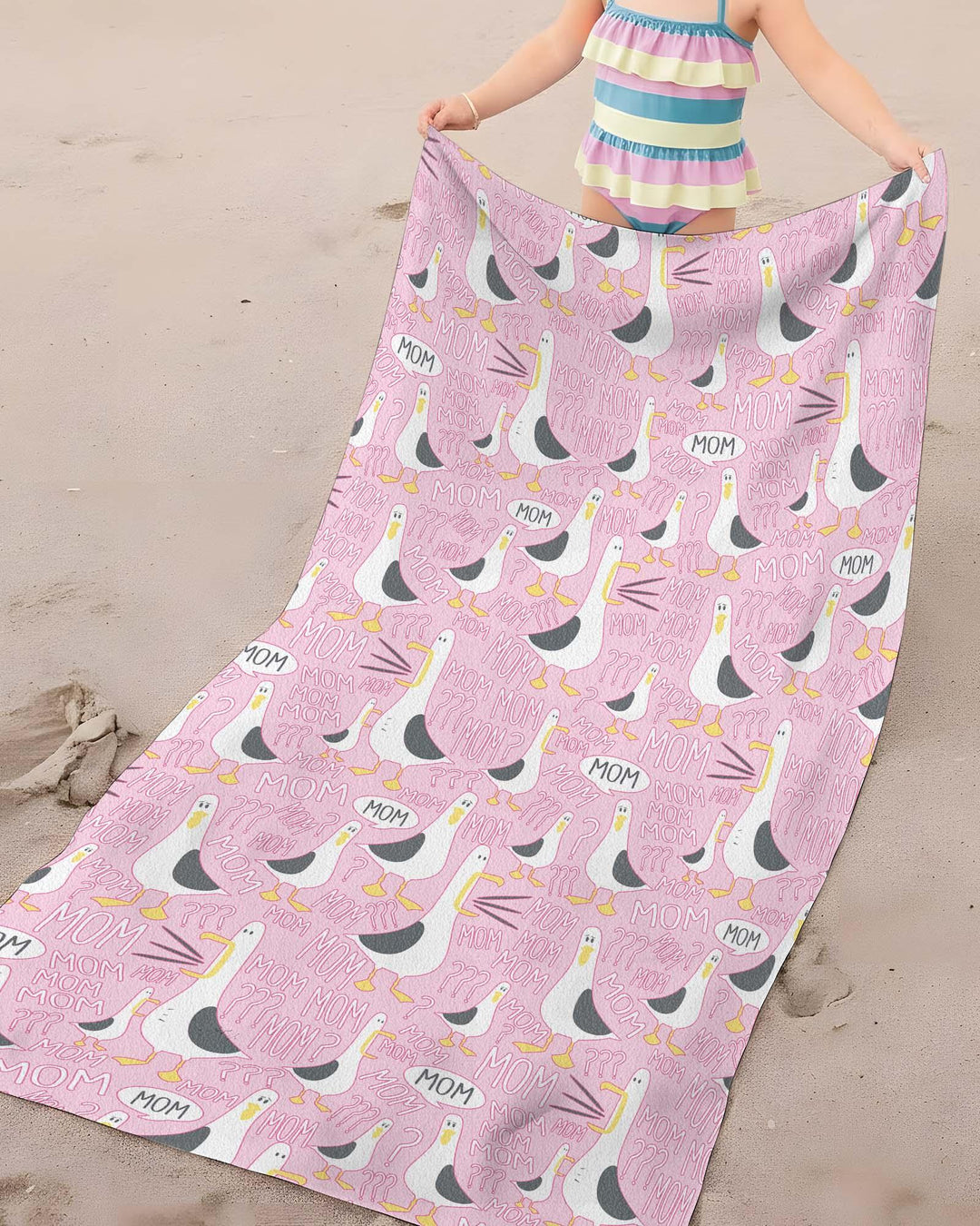 Funny Seagull MOM Beach Towel