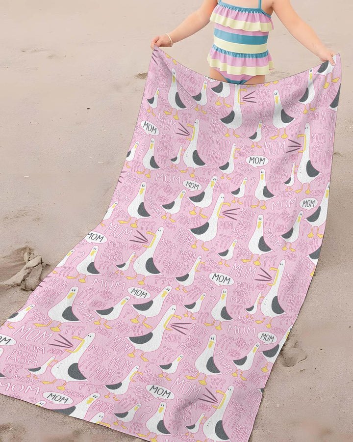 Funny Seagull MOM Beach Towel