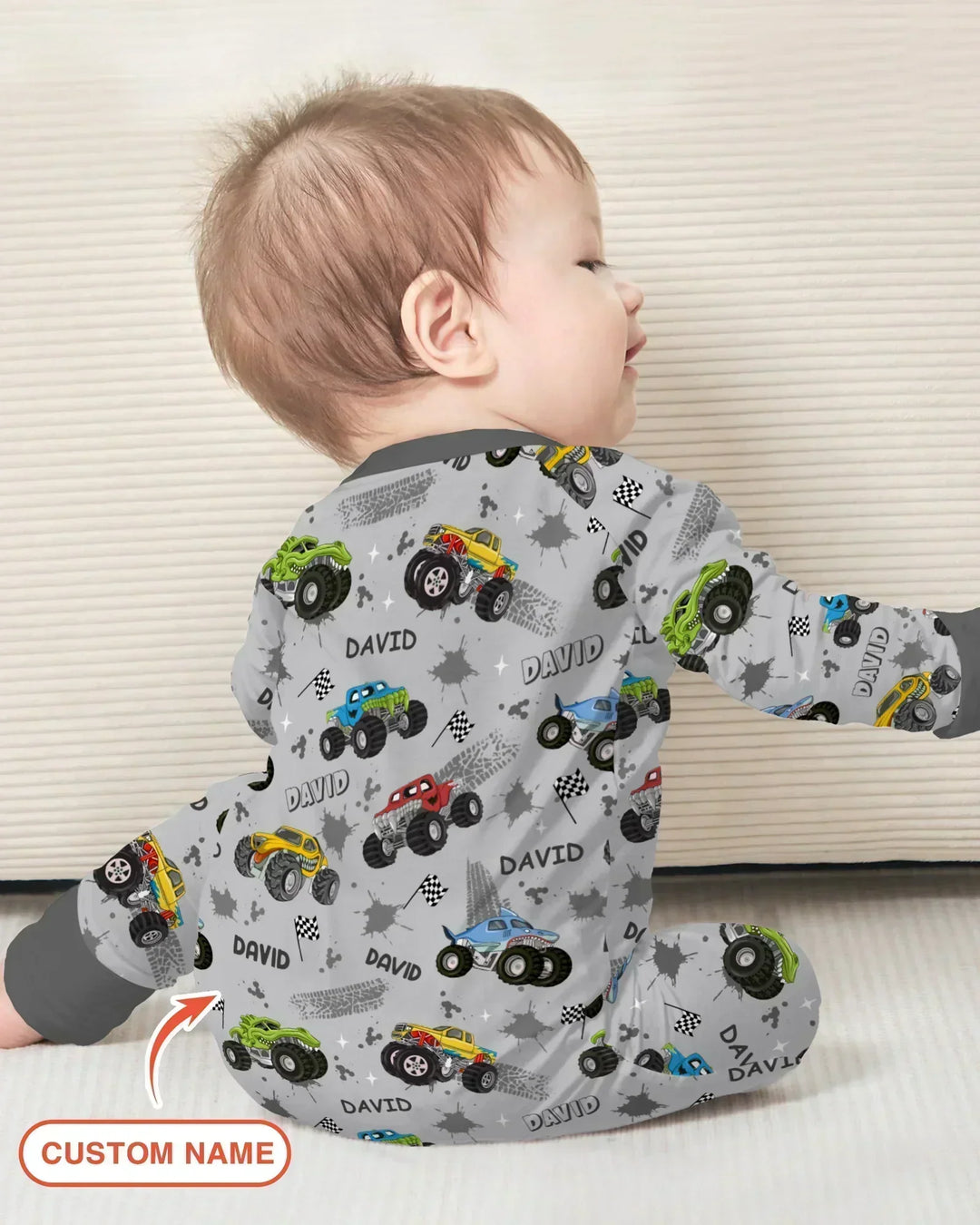 Monster Truck Dirt Jam Custom Name Daddy & Me Matching Convertible Zippy