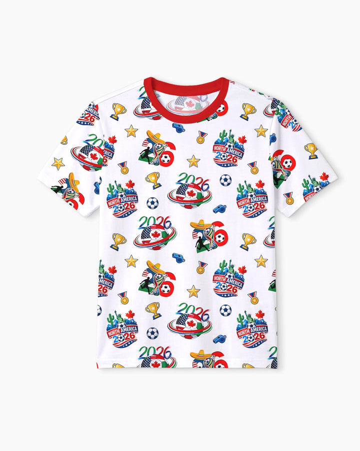 World Soccer North America 2026 Family Matching Bamboo Men Short Sleeve Short Pajama Set