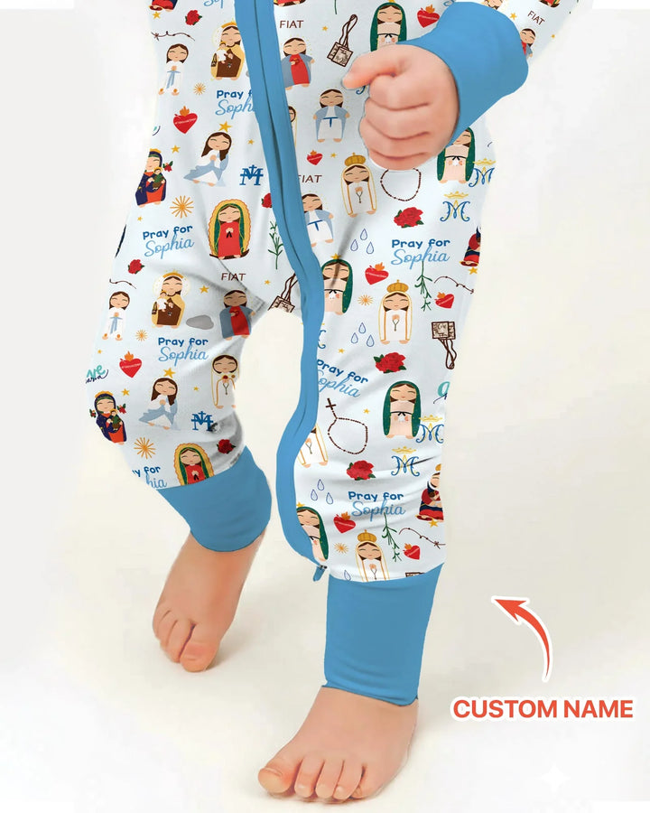 Mother Mary Pray For Me Custom Name Bamboo Convertible Zippy