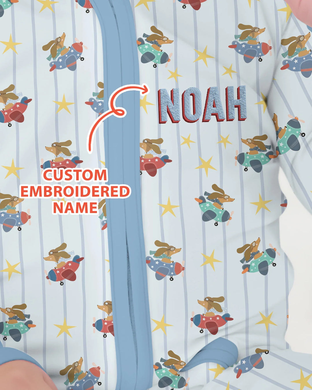 Custom Name Embroidered Dachshund Pilot Bamboo Convertible Zippy