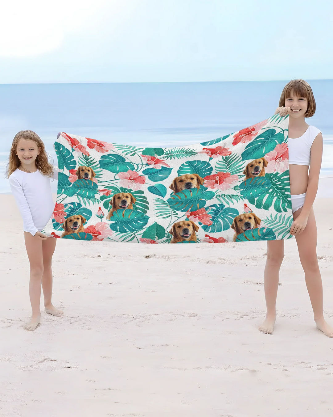 Hawaiian Custom Photo Dog Bamboo Beach Towel