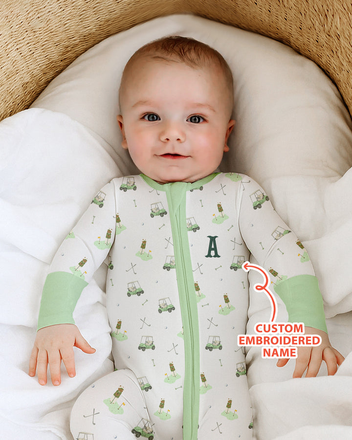 Custom Embroidered Name Monogram Letter Golf Bamboo Convertible Zippy