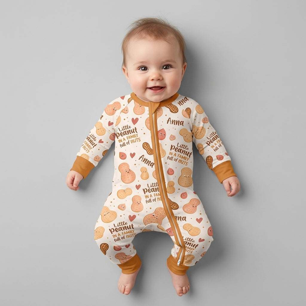 Custom Name Little Peanut In A Family Full Of Nuts Bamboo Convertible Zippy