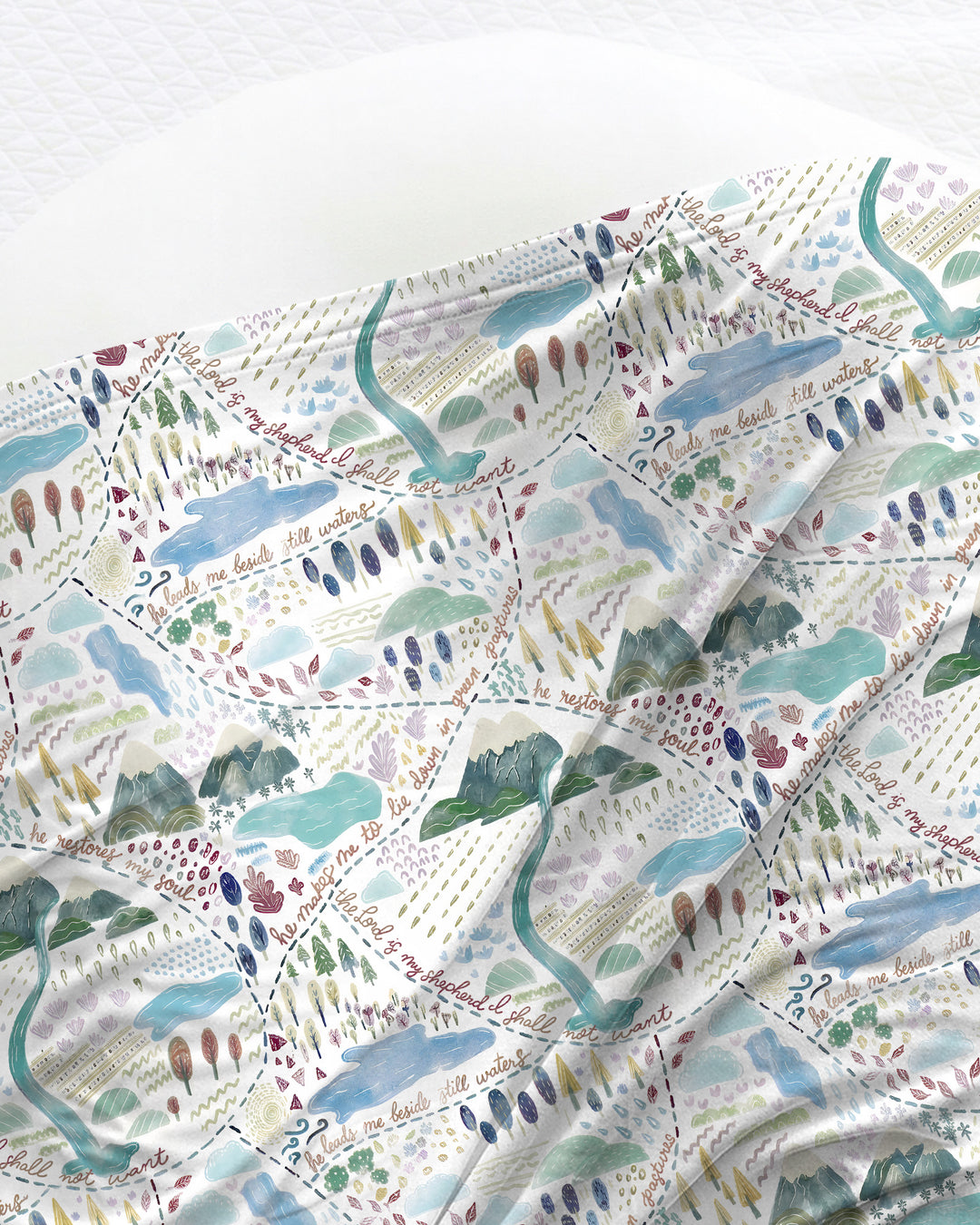 Whimsical Psalms 23 Map swaddle blanket