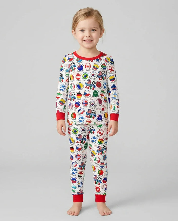 The World Plays Here 2026 Soccer Tour Bamboo Two Piece Long Sleeve Pajama Set
