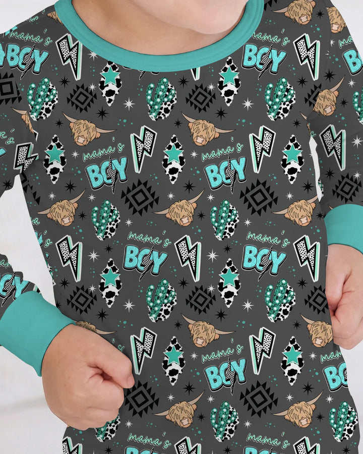 Western Mama & Me Matching  Bamboo Two Piece Long Sleeve Pajama Set