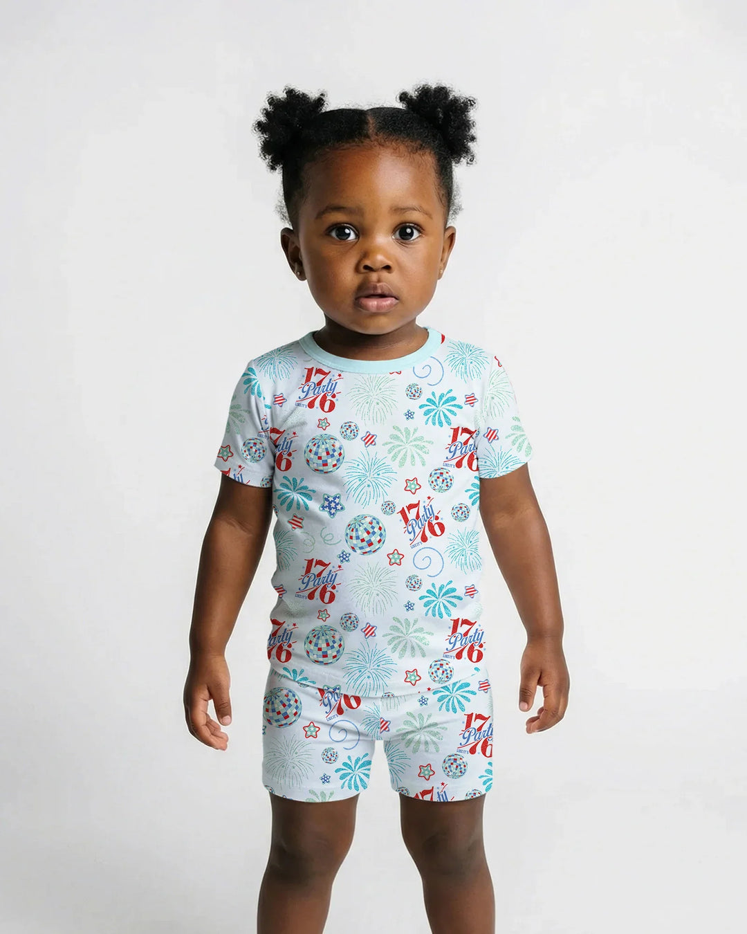 Land Of Free Family Matching Bamboo Two Piece Short Sleeve Shorts Pajama Set