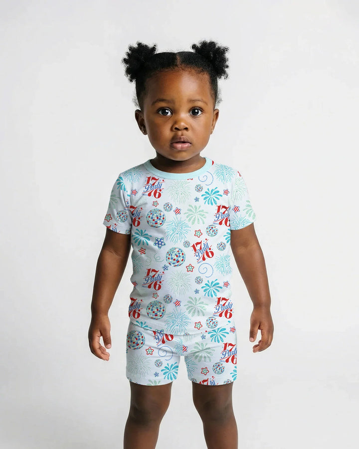 Land Of Free Family Matching Bamboo Two Piece Short Sleeve Shorts Pajama Set