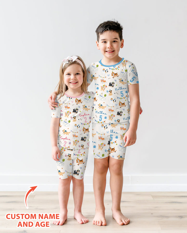 Schlafanzug-Set zweiteilig, kurze Ärmel, kurze Hose, Bambus