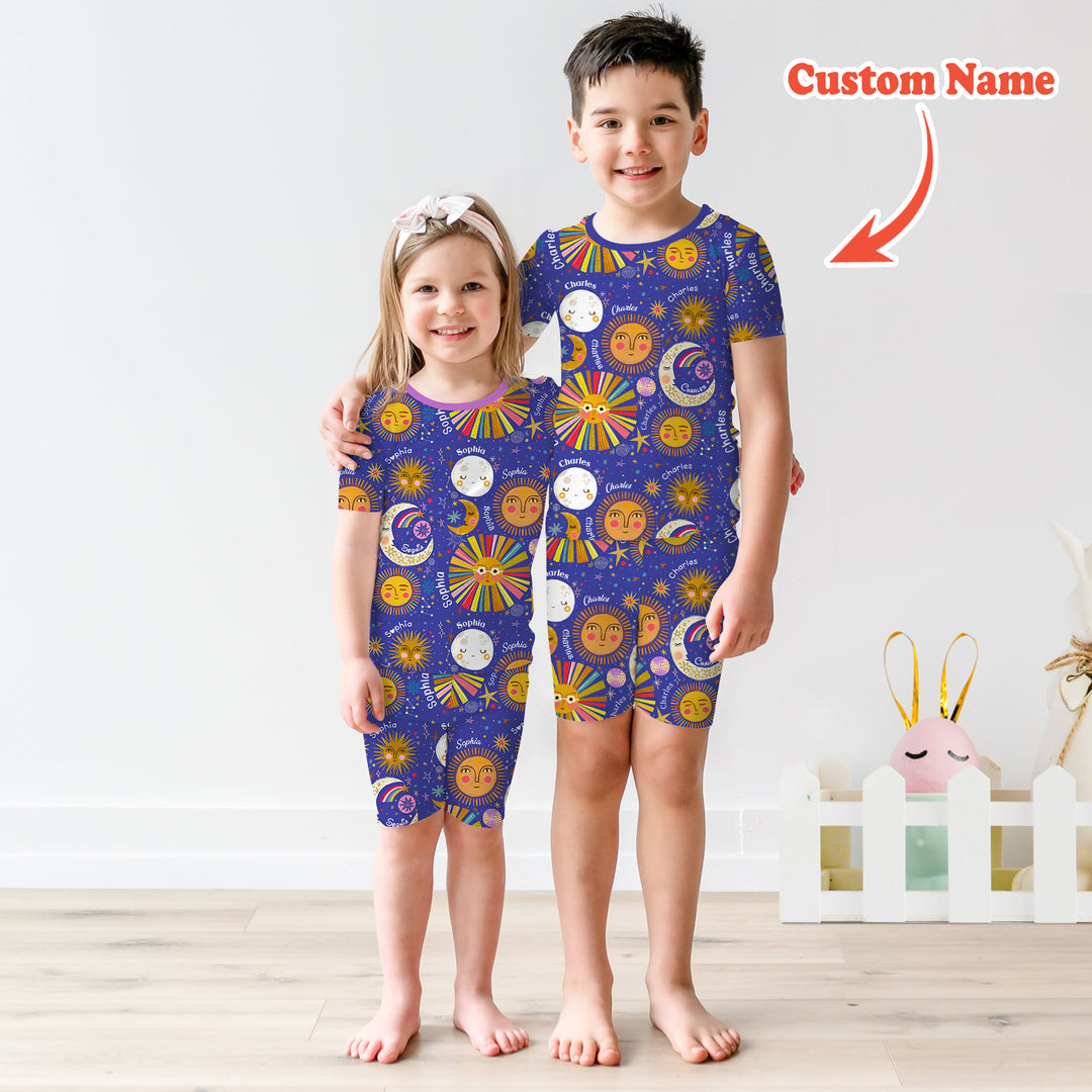 Zweiteiliges Pyjama-Set mit kurzen Ärmeln und Shorts im Sommer-Design