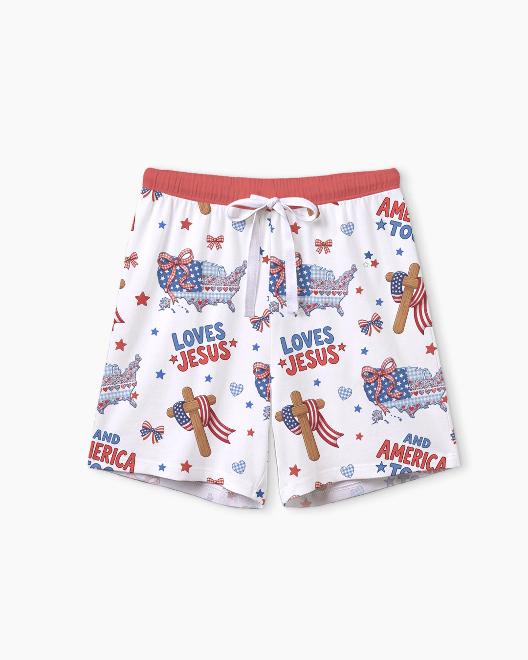 Loves Jesus And America Too Bamboo Women Short Sleeve Short Pajama Set